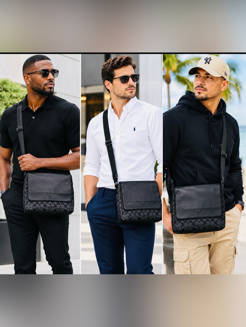 Coach Black Canvas & Leather Messenger Bag-Unisex Messenger Bag